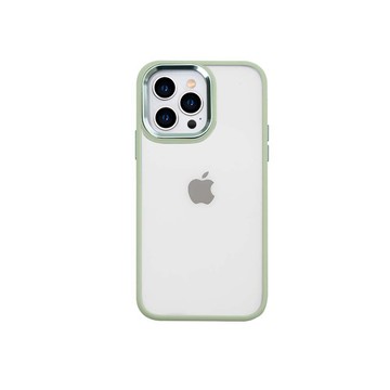 iPhone 15 Pro Max 殼 iPhone 15 Pro Max 金屬鏡框手機保護殼-淺綠