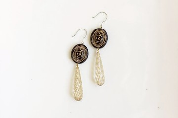 古典玫瑰園 古董樹脂耳環