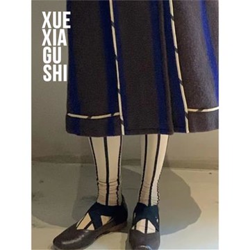 奢簰同款～美拉德風復古條紋小腿襪【進口機織/好穿好搭】長筒襪