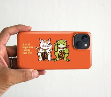 手機殼 招財貓青蛙 橘色