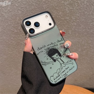 日系奈良美智 適用蘋果17ProMax手機殼 iPhone16plus 13 12 14 15 11 硬殼 大孔彩銀殼