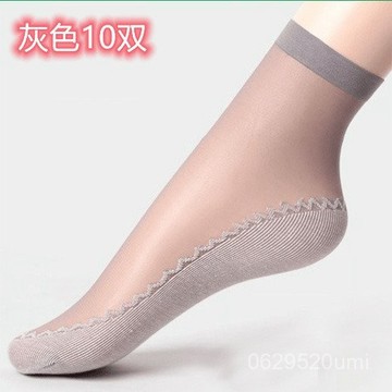 夏季熱賣】襪子女夏季薄款棉底鋼絲襪防滑防勾絲女士中短筒厚底短絲襪 GCZS