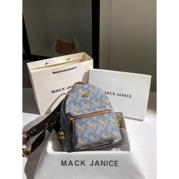 MackJanice復古高級感馬車印花通勤雙肩包包女2025春夏新款背包女