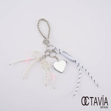 OCTAVIA 8 - 小公主 珍珠蝴蝶愛心鏡愛心銀串幸運繩手機包包吊飾- 公主白