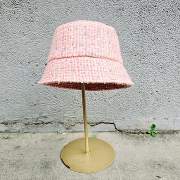 【HiGh MaLi】時尚窄版短簷漁夫帽/小香風編織系列/粉黃藍編織