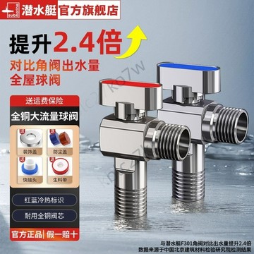 【臺灣優選】潛水艇球閥 全銅加厚角閥 大流量角閥 燃氣熱水器三角閥 冷熱水防爆角閥 6分角閥 4分角閥