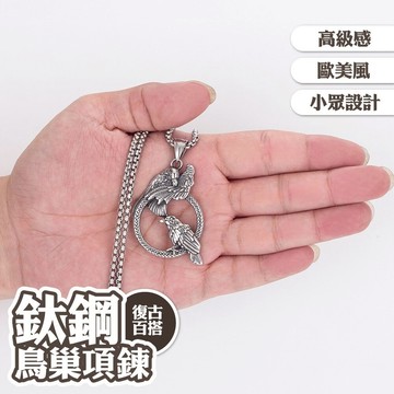鈦鋼項鍊 鳥巢 吊墜 ins風 個性 歐美復古 項鍊 情侶項鍊 小眾設計 長款毛衣鏈 情人節禮物 不銹鋼 高級感035