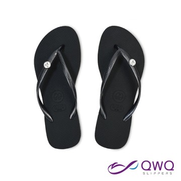 款典雅時尚水晶人字拖鞋-耐磨防滑夾腳拖鞋-鞋帶免費維修-衛星石白-曜石黑