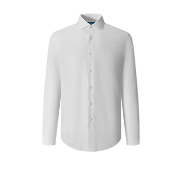 免熨防皺天絲棉人字紋長袖上班襯衫/白色 | 5112172200