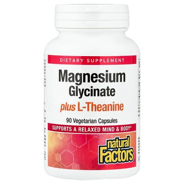 Natural Factors, 甘氨酸鎂 + L-茶氨酸，90 粒素食膠囊