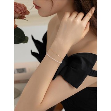 LEMON STUDIO 星辰璀璨14K包金奧地利進口施家迷你水晶雙層手鏈