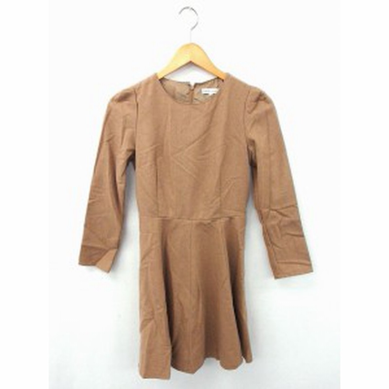 中古 アースミュージック エコロジー Earth Music Ecology ワンピース 丸首 長袖 ひざ丈 無地 シンプル S ブラウン 茶 通販 Lineポイント最大1 0 Get Lineショッピング