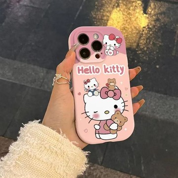 Kitty手機殼🎀 粉粉凱蒂貓適用ipone16/15/14手機殼磨砂 手機殻 手機保護套 貓咪手機殼 全包式手機殼