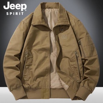 吉普春秋季男士美式復古外套耐磨水洗棉夾克寬松休閑工裝上衣