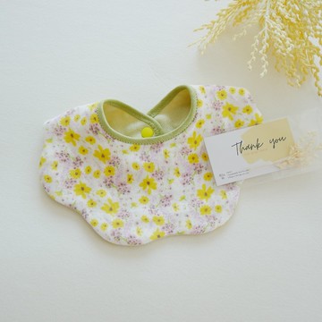 花朵圖樣波浪護頸圍兜 日製手作紗布巾