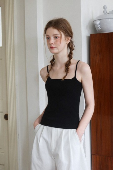 膠囊小吊帶 方型領綿羊毛針織背心