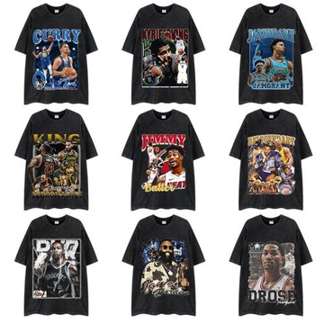 美式潮牌球星科比做舊復古oversize設計感重磅純棉短袖男女t恤ins