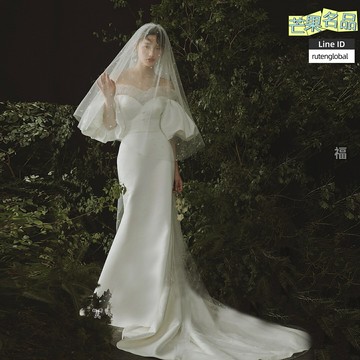 【森系顯瘦】魚尾婚紗 新娘婚紗 法式婚紗 赫本風婚紗 修身顯瘦 宴會禮服 森系少女 2025新款 定製拖尾