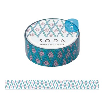 【KING JIM】HITOTOKI SODA 透明PET卷狀膠帶 15MM 花朵