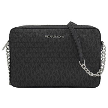 MICHAEL KORS JET SET ITEM 經典鍊條斜背方包.黑灰