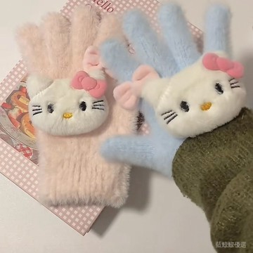 🔥臺灣出貨🔥新款蝴蝶結kitty手套女冬季可愛卡通少女學生騎保暖防寒聖誕禮物 NDA9