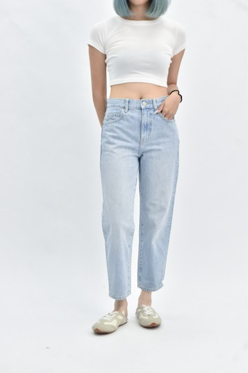 (M) uniqlo jeans 棉質高腰牛仔純棉淺藍色長褲