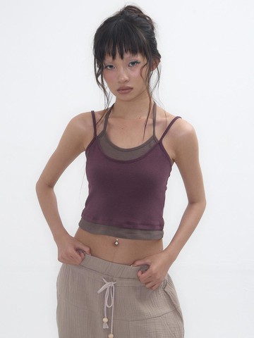 Layered Halter Tank Top [Dust Purple]
