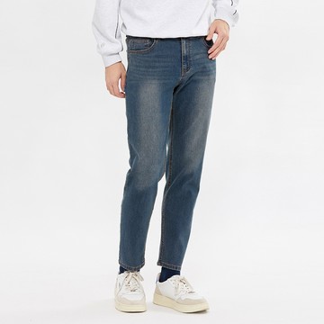 Hang Ten- 韓款水洗刷色錐形牛仔褲-男(深藍)