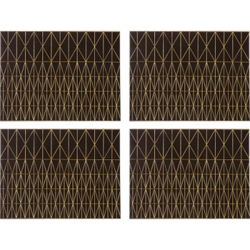 《Premier》Geome長方餐墊4入-幾何金-- 桌墊 杯墊
