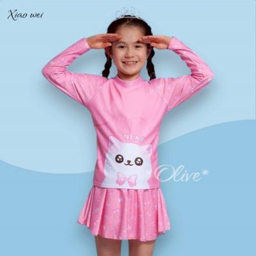泳之美品牌  流行女童兩件式長袖裙款泳裝 NO.678588
