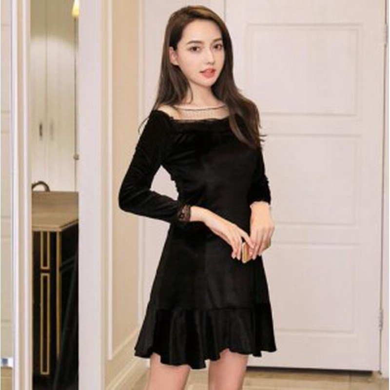 ワンピース 結婚式 黒 パーティードレス 二次会 大人 上品 レディース 長袖 セクシー タイトワンピース 韓国 冬物 秋 冬 通販 Lineポイント最大1 0 Get Lineショッピング