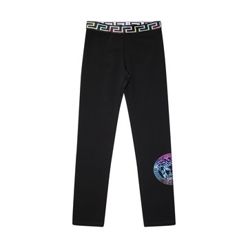 Versace - Black And Multicolour Medusa Print Logo Leggings