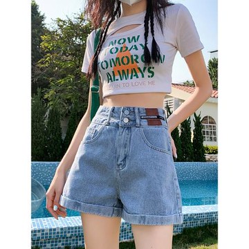 高腰顯瘦a字牛仔短褲子女夏季薄款2025新款辣妹寬松闊腿超短熱褲