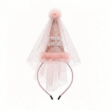 Mii Mii Party 生日派對尖帽皇冠髮箍  1個  粉色
