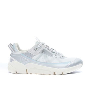 Clarks 三瓣鞋1.0-Tri Pike.女款織物透氣厚底拚色運動休閒鞋(白色) CLF85274C
