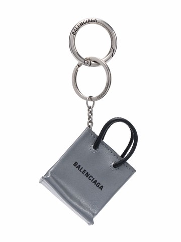 Balenciaga - mini Shopping keyring - women - Calf Leather/Metal - One Size - Silver