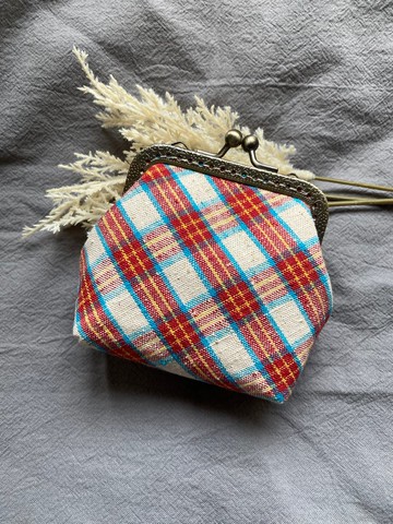 格子口金包 零錢包 收納包 散紙包