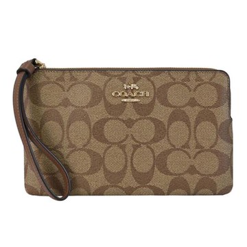 COACH CS438 經典印花LOGO防刮大手拿包.駝色