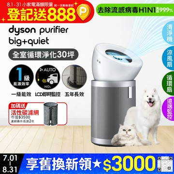 Dyson Purifier Big+Quiet 強效極靜抗敏空氣清淨機 BP02 (白色及柔霧銀)