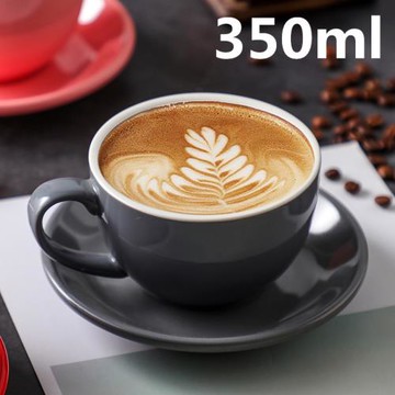 350ml咖啡杯套裝杯碟拉花杯拿鐵杯logo陶瓷禮盒北歐風意式