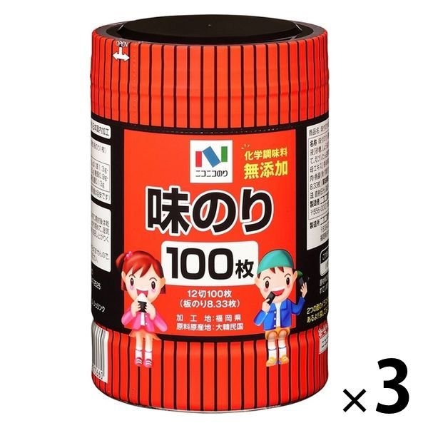 ニコニコのりニコニコのり 味付のり卓上 12切100枚 3個 海苔