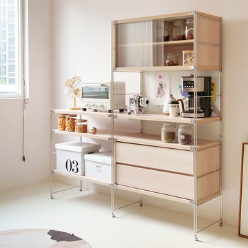 免運 可開票 快速出貨 日式簡約餐邊櫃落地收納移門櫃家用廚房客廳儲物酒櫃置物架展示櫃