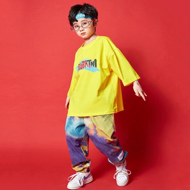 キッズ ダンスパンツ 絞り染め 衣装 tシャツ ショート丈 ビッグ