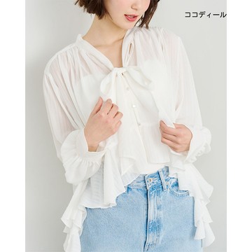 【ココディール】白色下擺荷葉上衣 O3X18207