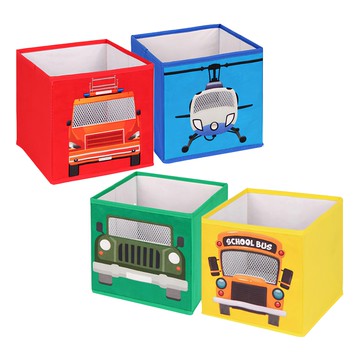 Cotton Field 棉花田傢飾 上開收納盒  20 x 20 x 20cm  小車車印花  1組