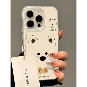 可愛小狗表情適用蘋果17air手機殼iPhone16promax雙層卡通15防摔14西高地13個性12透明大孔11硬殼