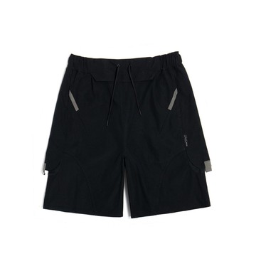 側設計透氣休閒短褲-黑