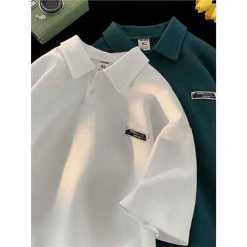 純棉polo衫短袖T恤男夏季白色重磅寬松大碼體恤潮牌百搭休閑半袖