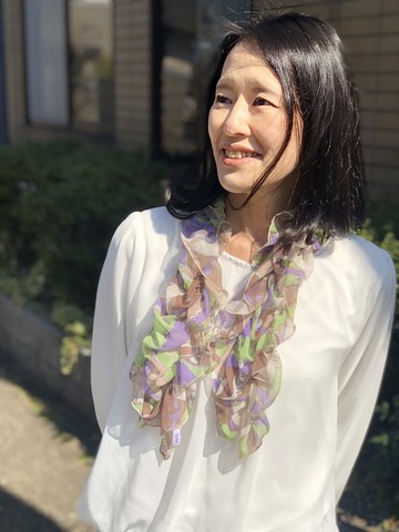 Ballett Soft 大理石圖案平行縐縫圍巾棕柔軟且易於一觸安裝 日本製造 可在家清洗