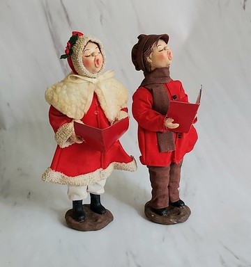 1970's 老美國 Vintage 一對正在唱歌的男孩與女孩 古董公仔擺件